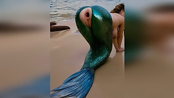 A Man Has Rough Sex With A Mermaid On The Beach, Causing Her Anal Tear